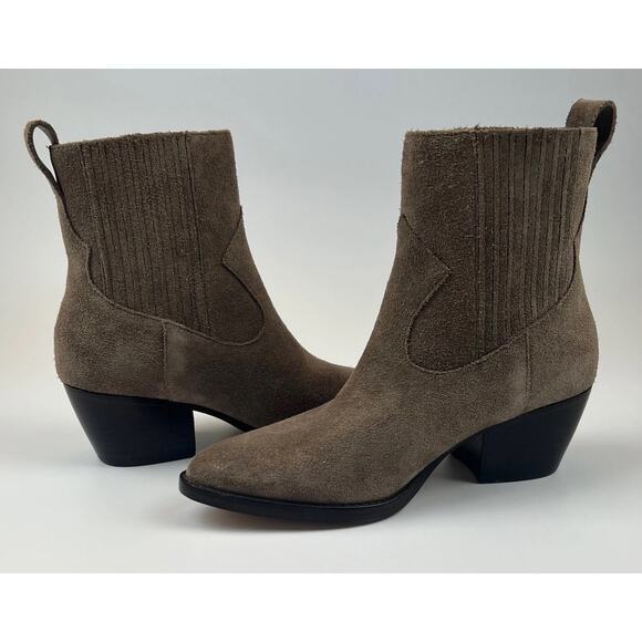 Ralph Lauren Raquel Womens Size 6.5B Brown Suede Ankle Boots Booties With Heel - Picture 1 of 6